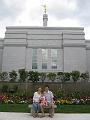 Michael, Danielleand Lily in front of Temple